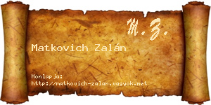 Matkovich Zalán névjegykártya